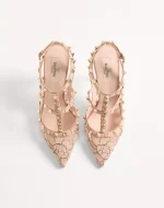 Valentino Rockstud Lace Pump With Straps 100Mm - Image 5